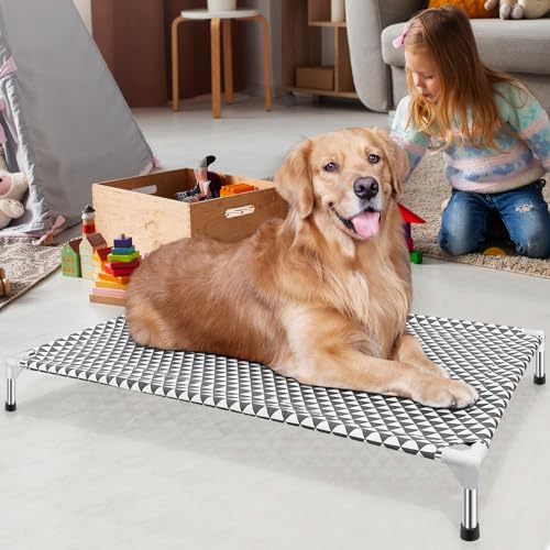 Elevated Outdoor Dog Bed, X-Large Size, Cotton Material, Non-Slip Feet, Fits up to 120lbs - size: 4 sided X-Large