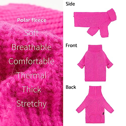 Fitwarm Valentines Dog Turtleneck Sweater, Dog Winter Clothes for Small Dogs Girl, Knitted Pet Coat, Cat Outfit, Hot Pink, XS - color: Rose Red, size: X-Small