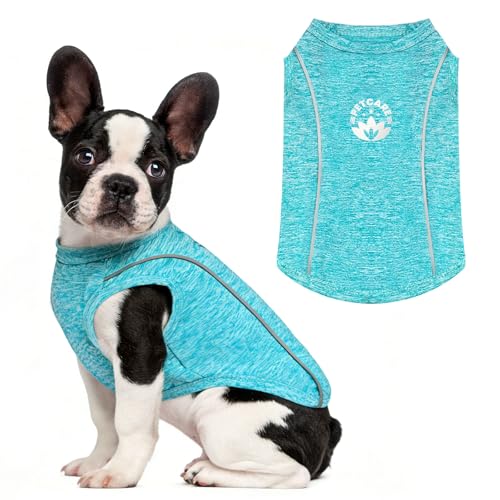 PETCARE Sun Protection Dog Shirts for Medium Dogs Quick Dry Soft Stretchy Dog T-Shirts with Reflective Label Tank Top Sleeveless Vest Pet Clothes, Athletic Fabric, Blue, XXL (Chest 26" Length 19.7") - color: Blue, size: XXL ( Suggest 25-35 lbs)