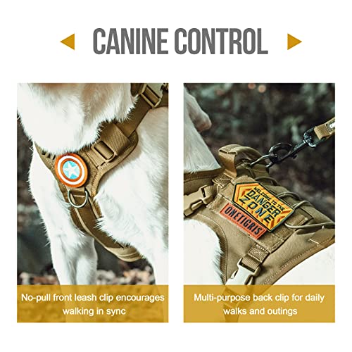 OneTigris Tactical Dog Harness Vest,No-Pull Service Dog Vest with Hook & Loop Panels,Adjustable Dog Vest Harness for Walking Hiking Training(Brown,XXS) - color: Brown, size: XX-Small
