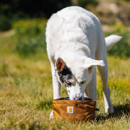 Carhartt Nylon Duck Travel Dog Bowl, Packable Dog Bowl for Food and Water, Carhartt Brown, 10 Cup Capacity