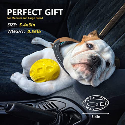 EASTBLUE Squeaky Dog Toys for Aggressive Chewers: Rubber Puppy Chew Ball with Squeaker, Almost Indestructible and Durable Pet Toy for Medium and Large Breed - color: Yellow