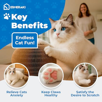 Flexible Cat Scratcher Bundle with Built-In Ball Track - Interactive Shape Shifting Magic Organ Cat Toys for Indoor Cats - Corrugated Cardboard, Magnetic Design, Foldable Space Saving for Bored Cats