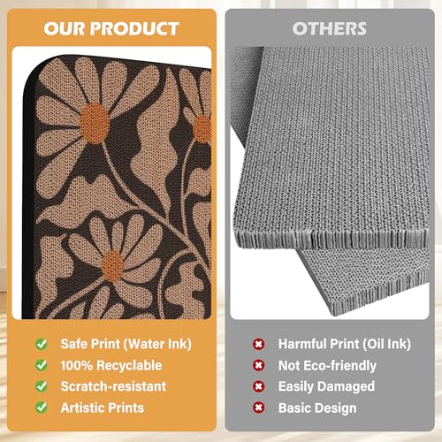 2 Pack Art Cat Scratcher, Wall-Mountable Cat Scratch Pad, Wall Cat Scratcher 16.7x11x1 Inch Cat Scratching Board for Indoor Cats Toy(Black & White 1) - color: Black and white 1