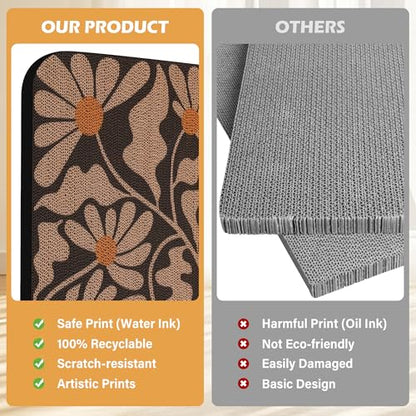 2 Pack Art Cat Scratcher, Wall-Mountable Cat Scratch Pad, Wall Cat Scratcher 16.7x11x1 Inch Cat Scratching Board for Indoor Cats Toy(Black & White 1) - color: Black and white 1