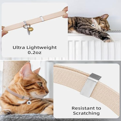 Cat Collar with Bell, Stretch Elastic Quick Release, Non Breakaway Lightweight Kitten Collar for Girl Boy Cats, Pet Supplies,Gifts,Accessories, Light Brown - color: Light Brown