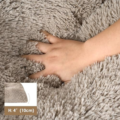 EHEYCIGA Fluffy Dog Crate Bed for Small Dogs, Plush Faux Fur Crate Pad, Calming Anti Anxiety Small Dog Bed, Washable Soft Warm Mat with Non-Slip Bottom, Taupe - color: Taupe, size: 23.6 x 17.5