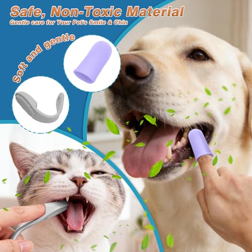7PCS Pet Grooming Kit for Dogs and Cats，with Storage Bag & Includes Dog Washing Gloveswith High-Density Teeth, Adjustable Handle Dog Shampoo Brush, Dog Finger Toothbrush (Gray) - color: Gray