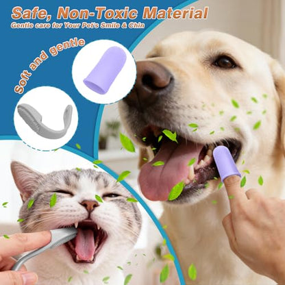 7PCS Pet Grooming Kit for Dogs and Cats，with Storage Bag & Includes Dog Washing Gloveswith High-Density Teeth, Adjustable Handle Dog Shampoo Brush, Dog Finger Toothbrush (Gray) - color: Gray