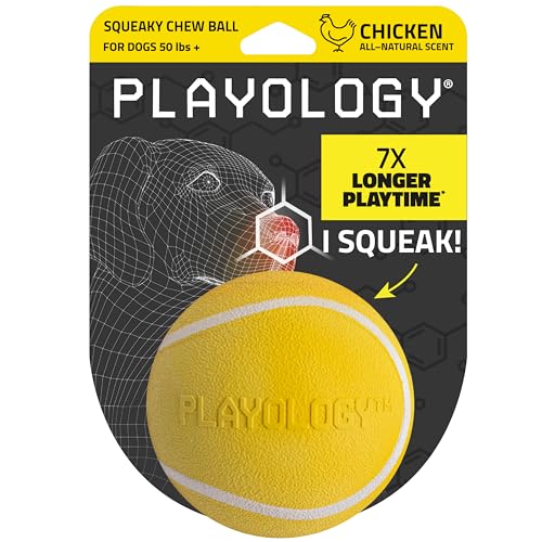 Playology Dog Toys | Squeaky Chew Ball - Bouncy Durable Floating Fetch Ball for Dogs | Jumbo Chicken Scented Toy - Easy to Clean and Made from Non Toxic Materials - size: Jumbo, style: Chicken