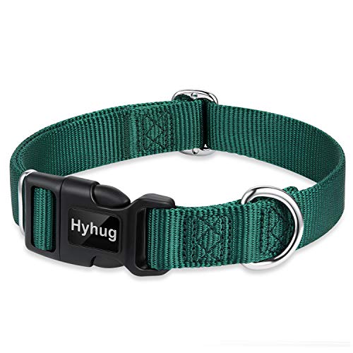 Medium Dog Collar:Heavy-Duty Quick-Release Nylon Buckle, Adjustable & Durable, Cute Dog Collar (Medium, Dark Green) - color: Dark Green, size: Medium