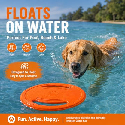 Dog Flying Disc, Durable Soft EVA Flying Ring for Aggressive Chewers, Interactive Fetch & Training Toy, Floats in Water, Safe on Teeth & Gums, Beach Pool Play (Orange) - color: Orange