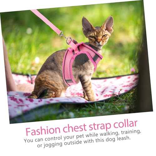 Happyyami Reflective Breathable Dog Harness with Summer Mesh Vest and Leash No-Pull Pet Walking Harness for Dogs Lightweight Pink S for Training and Jogging
