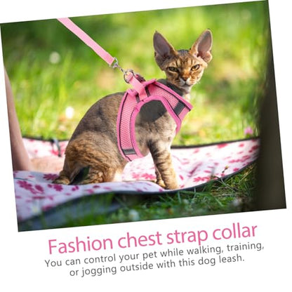 Happyyami Reflective Breathable Dog Harness with Summer Mesh Vest and Leash No-Pull Pet Walking Harness for Dogs Lightweight Pink S for Training and Jogging