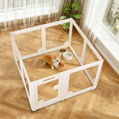 Clear Acrylic Dog Playpen Indoor with Door - Easy to Assemble Foldable Pet Playpen for Small Dogs, Cats, Rabbits, Ferrets - Small Animal Whelping Crate Kennel Fence - color: 8