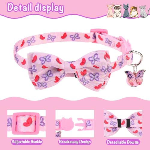Breakaway Cat Collar with Removable Bow Tie and Bell, Cute Multi-Style Patterns, 3 Pack Safety Buckle Kitten Collars, Adjustable Pet Collar for Cats Puppy (Style B - Nature) - color: Style B - Nature