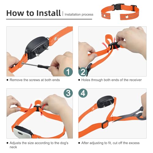 Collar Replacement Strap, Reflective Replacement Nylon Collar Strap Dog GPS Training Bark Receiver Collars, Durable Adjustable E Collar Straps for Small Medium Large Dogs, Orange - color: Orange