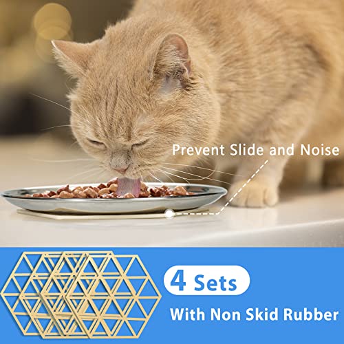 Stainless Steel Cat Dishes for Food and Water Bowls for Small and Medium Pets Relief of Whisker Fatigue -4 Sets Shallow Style (Pack of 2) - size: 13 ounce,4 sets (Pack of 2)