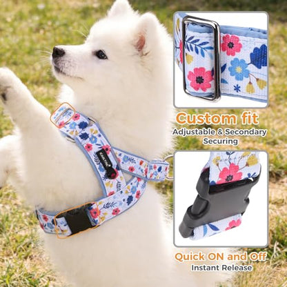 KOOLTAIL No Pull Harness Large Size Dog with Handle, Easy Walk Puppy Vest Harness Neck & Chest Soft Paded Adjustable, Reflective & Lightweight Escape Proof Breathable Mesh Pet Running Harness, Blue L - color: Blue, size: Large