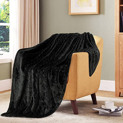 TOONOW Fleece Blanket Fuzzy Plush Throw Blanket 50" x 60", Super Soft Fluffy Bed Blanket Geometric Pattern Comfy Microfiber Flannel Blankets for Couch, Bed, Sofa, Black - color: Black, size: Throw-50" x 60"