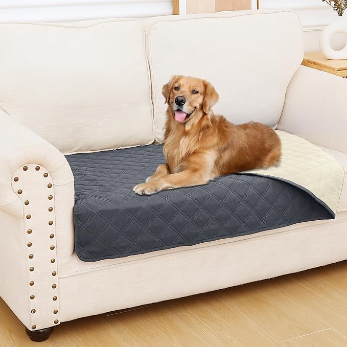 Waterproof Dog Bed Cover Pet Blanket, Soft Washable Dog Blanket for Furniture Bed Couch Sofa Reversible, Checkered (30"x70" (Dark Gray) - color: Dark Gray