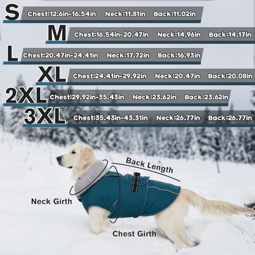 Lelepet Warm Dog Coats for Small Dogs Waterproof Dog Winter Jacket Reflective Pet Fleece Vest Windproof Cold Weather Coats with Adjustable Buckle & Leash Hole, Dark Green, S - color: Dark Green, size: S