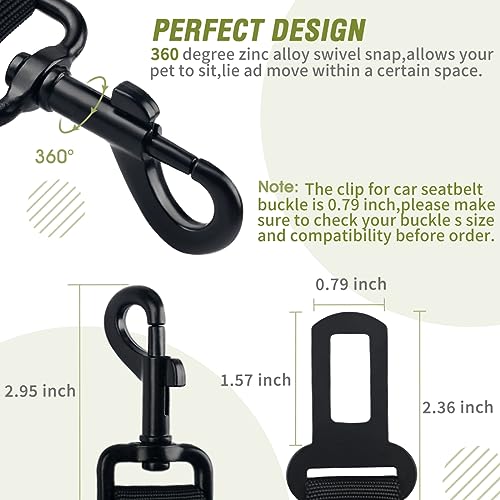Dog Seat Belt,3 Piece Set Retractable Dog Car Adjustable Seatbelts for Vehicle Nylon Pet Safety Heavy Duty & Elastic & Durable Car Harness for Dogs - color: Set 11-Black+Light Green