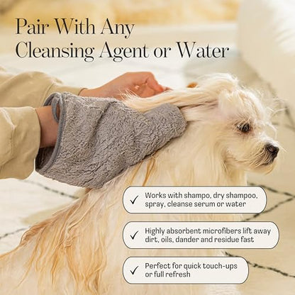 Muddi Mitt Microfiber Reusable Pet Wipes Grooming Towel Glove | Machine-Washable, Soft, Double-Sided Bath Mitt Replaces Wipes | Dirt Odor Removal | Gentle Paw Coat Cleaner | Dogs & Cats (A Pair) - style: A Pair