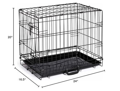 Prevue Pet Products Home On-The-Go Single Door Dog Crate - Extra Small Collapsible Dog Cage for Travel, Indoor, and Outdoor Use, Foldable Kennel Design, Deep Plastic Pan - XS, Black