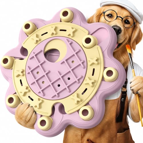 Dog Puzzle Toy, Large Size, 3 Levels of Step-by-Step Challenge Beginner to Advanced Slow Feeder & Mental Stimulation for Smart Dogs Enrichment Puppy Pink Toys - color: Pink