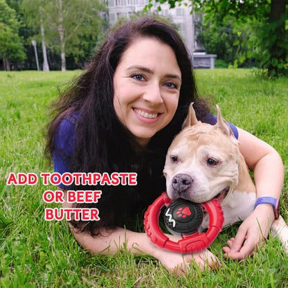 Dog Toys for Aggressive Chewers Large Medium Small Breed, Indestructible Durable Tough Dog Chew Toys to Keep Them Busy, Nylon Rubber Interactive Dog Toys - color: Red