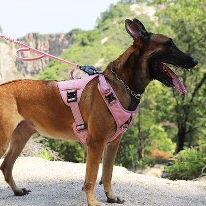 ICEFANG GN8 Tactical Dog Harness for Large Sized Dogs,Full Metal Buckles,Reflective in Training Walking K9 Dog Vest,No-Pull Front Leash Clip,Adjustable Pet Harness (Pink, L (Pack of 1)) - color: Pink, size: Large (Pack of 1)