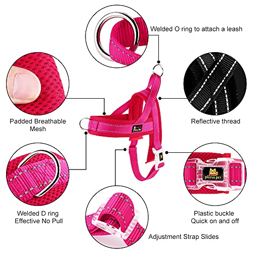 Plutus Pet No Pull Dog Harness with Breathable Mesh Padded, Adjustable Reflective Escape Proof Dog Harness, Quick Fit Dog Vest Harness for Small Medium Large Dogs(XXS, Pink) - color: Pink, size: XXS: chest 11.8"-15"