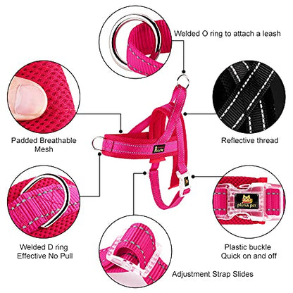 Plutus Pet No Pull Dog Harness with Breathable Mesh Padded, Adjustable Reflective Escape Proof Dog Harness, Quick Fit Dog Vest Harness for Small Medium Large Dogs(XS, Pink) - color: Pink, size: XS: chest 13.8"-17.3"