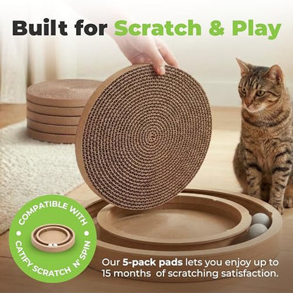 Best Pet Supplies Catify Cat Scratcher, Fun Interactive Scratchers, Posts, Poles, Claw Safe, Furniture Saver Indoor Play Support Natural Cat Behaviors Heavy Duty - 5 Pack Round, 10 x 10" - color: Round(5 Pack)