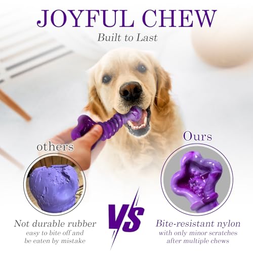 Kseroo 2-Pack Dog Chew Toys for Aggressive Chewers: Indestructible Dog Toys for Large Breed, Tough Dog Chew Bones to Keep Them Busy, A for Large Dogs - color: Purple & Green