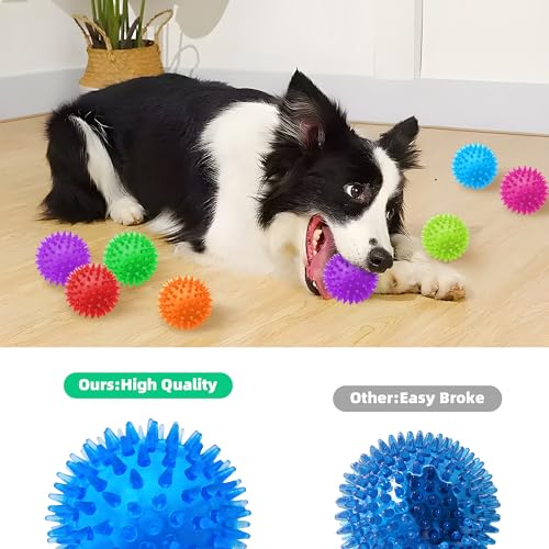8 Pack 2.5” Squeaky Dog Balls for Small and Medium Dogs, Spiky Balls for Teething Puppies - color: Samll Set of 8