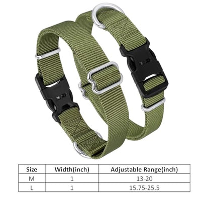 Mikivery Nylon Dog Collar with Quick Release Buckle Soft Adjustable Sturdy for Small Medium Large Dogs Military Green,L - color: Military Green, size: L：17.5"-25.5"