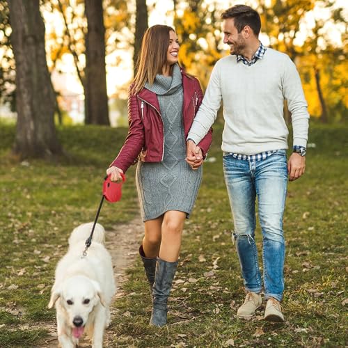 Retractable Dog Leash, 16ft Dog Walking Leash for Small Dogs up to 77lbs, Non-Slip Handle - Red - color: Red