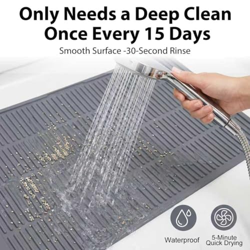 Silicone Cat Litter Mat with Deep Grooves - Waterproof & Easy-Rinse Design Traps Litter to Keep Floors Clean and Save You Cleaning Time - color: Grey, size: Small 24x15 Inch