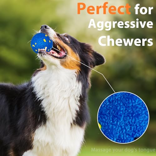 Beieverluck 12 Pack Dog Tennis Balls for Aggressive Chewers, Indestructible Dogs Toy Balls for Large Medium Small Dog Fetch Game, Water Play & Teeth Cleaning