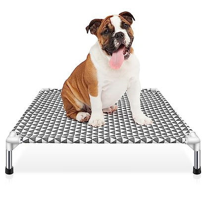 Kuntrust Elevated Outdoor Dog Bed, Medium Size, Cotton Material, Non-Slip Feet, Fits up to 70lbs - size: 4 sided Medium