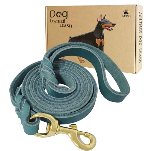 LWBMG Leather Dog Leash 4ft x 3/4 inch, Leather Dog Leash for Large Dogs, Strong Durable Handmade Braided Pet Lead, Soft and Comfortable Pet Training Leashes for Medium Large Dogs Blue - color: Blue, size: 4 ft x 3/4 inch