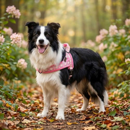 Didog No Pull Dog Harness with Soft Padded, Easy Walk Dog Harness with Quick Release Buckle, Adjustable & Reflective Pet Harness with Soft Padded for Medium Dogs (M:Chest 22-26", Pink) - color: Pink, size: M:Chest 22-26", Fit 25-40 lbs