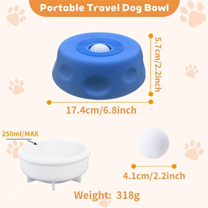 Slow Feeder Dog Lick Bowl with Rolling Ball,Anti-Slip Silicone Puzzle Feeder for Liquid Treats,Bone Broth,Yogurt,Wet Food,Anxiety Relief Enrichment Lick Toy for Large Medium Small Dogs & Cats (Blue) - color: Blue