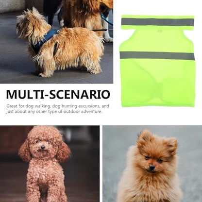 POPETPOP Dog Reflective Vest, High Visibility Dog Safety Service Vest, Adjustable Breathable Summer Clothes for Night Outdoor Hunting Walking (Fluorescent Yellow)