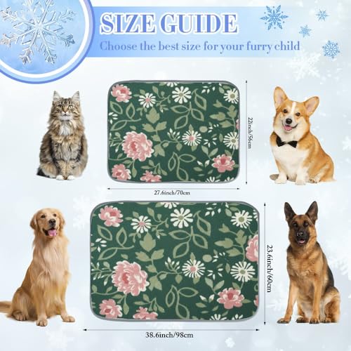 Dog Cooling Blanket Ice Silk Cooling Gel Mat for Dogs Garden Flowers Dog Bed Washable Pet Pad 28" X22" Cool Mats for Dogs Blanket Crate, Bed, Indoor& Outdoor Floor, Car Seats