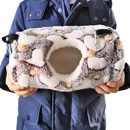 Litewoo Sugar Glider Sleeping Pouch Small Animal Hammock, Hanging Bed Warm Cotton Nest for Rat Hamster Gerbil Sugar Glider Chinchilla Squirrel Guinea Pig (Coffee) - color: Coffee