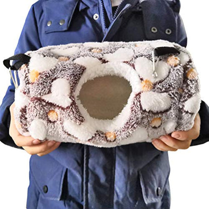 Litewoo Sugar Glider Sleeping Pouch Small Animal Hammock, Hanging Bed Warm Cotton Nest for Rat Hamster Gerbil Sugar Glider Chinchilla Squirrel Guinea Pig (Coffee) - color: Coffee
