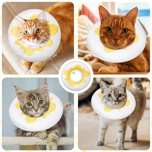 Cat Cone Collar Soft, Adjustable Cat Recovery Cone to Stop Licking, Cute Kitten Donut Collar After Surgery, Elizabethan Collars for Kittens, Lightweight Cats Neck Cones (Egg, Medium) - color: Egg, size: Medium